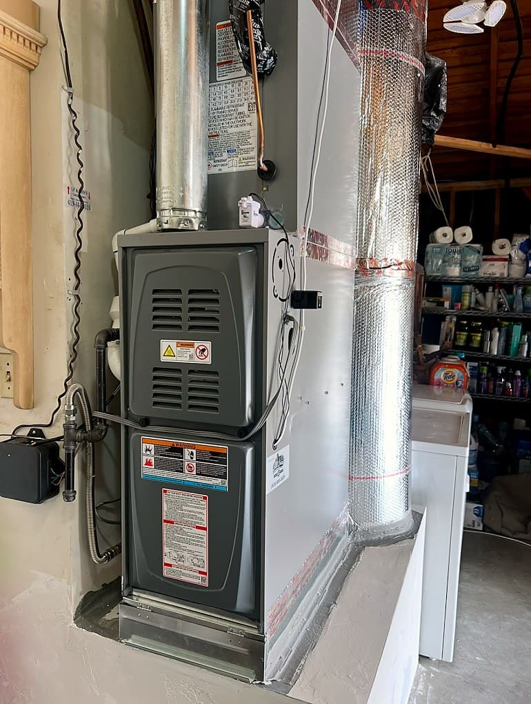 Gas furnace installed in a garage